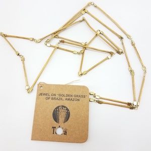 Brazillian Golden Grass Handmade Necklace 32 inch